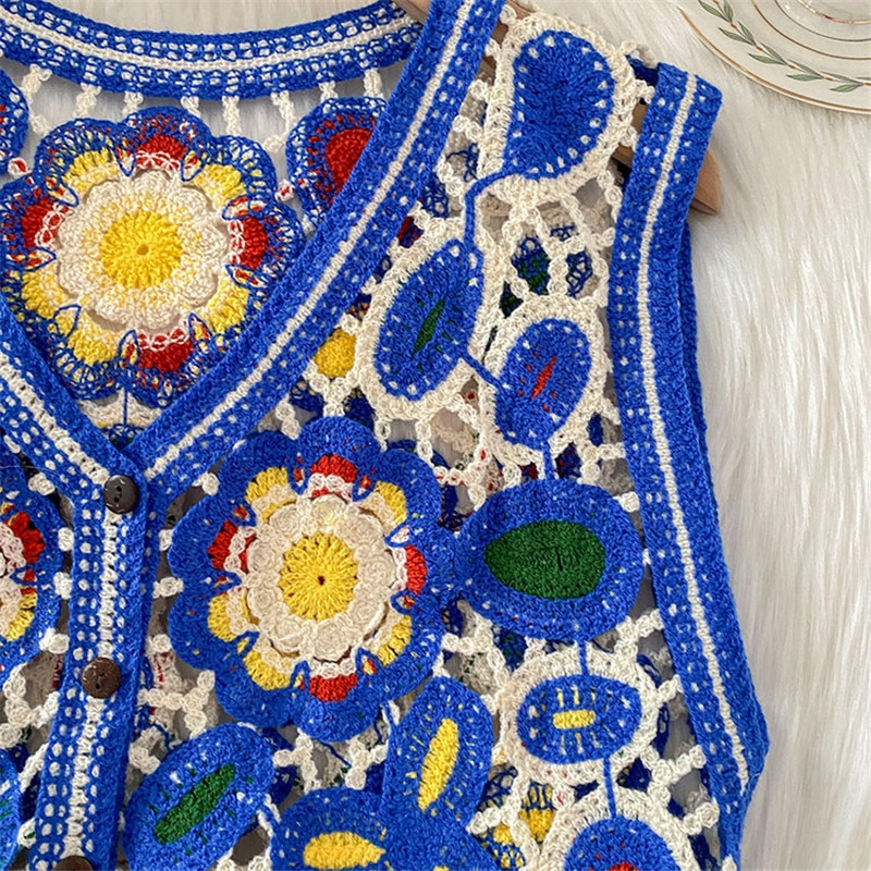 Chaleco Mujer Bohemain ziedu izšuvumi tamborēta veste vasaras pludmales brīvdienu topi sieviešu bezpiedurkņu veste Modes