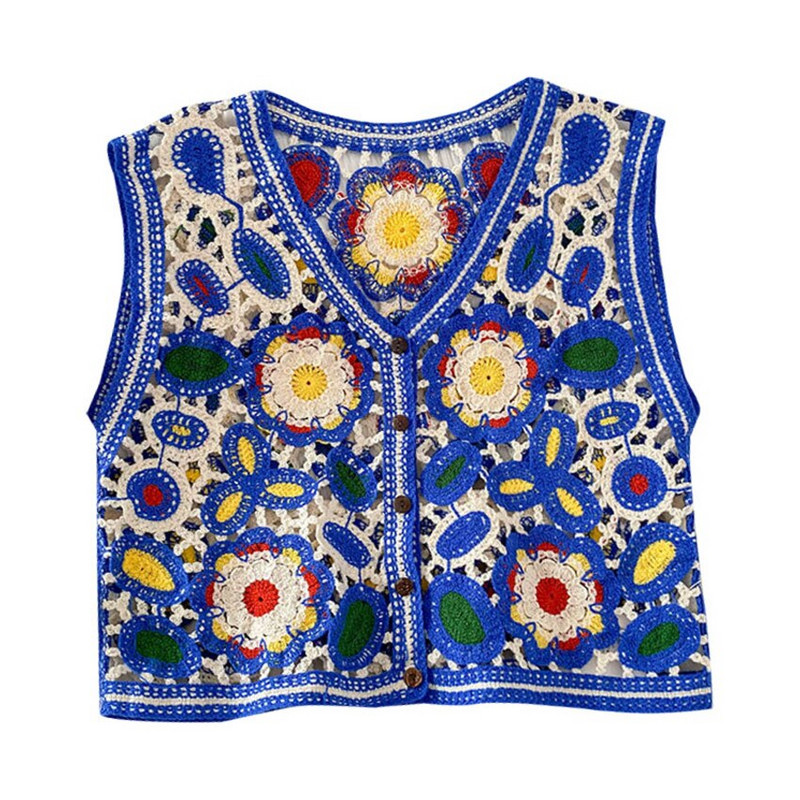 Chaleco Mujer Bohemain ziedu izšuvumi tamborēta veste vasaras pludmales brīvdienu topi sieviešu bezpiedurkņu veste Modes