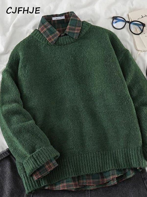 Ženski pleteni pulover 2022. Zimski pulover Pulover Jednobojni tamnozeleni gornji dio dugih rukava Mekani topli puloveri Džemper Sueter Mujer
