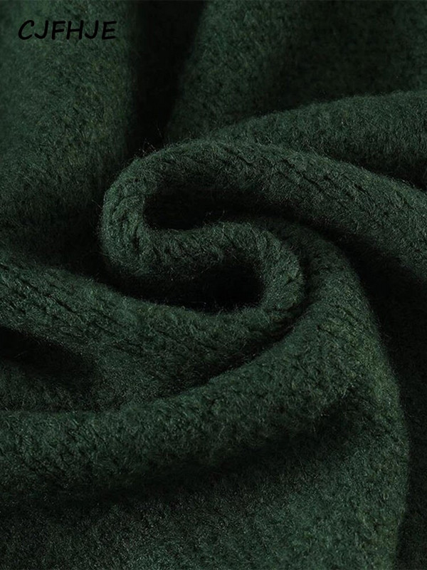 Ženski pleteni pulover 2022. Zimski pulover Pulover Jednobojni tamnozeleni gornji dio dugih rukava Mekani topli puloveri Džemper Sueter Mujer