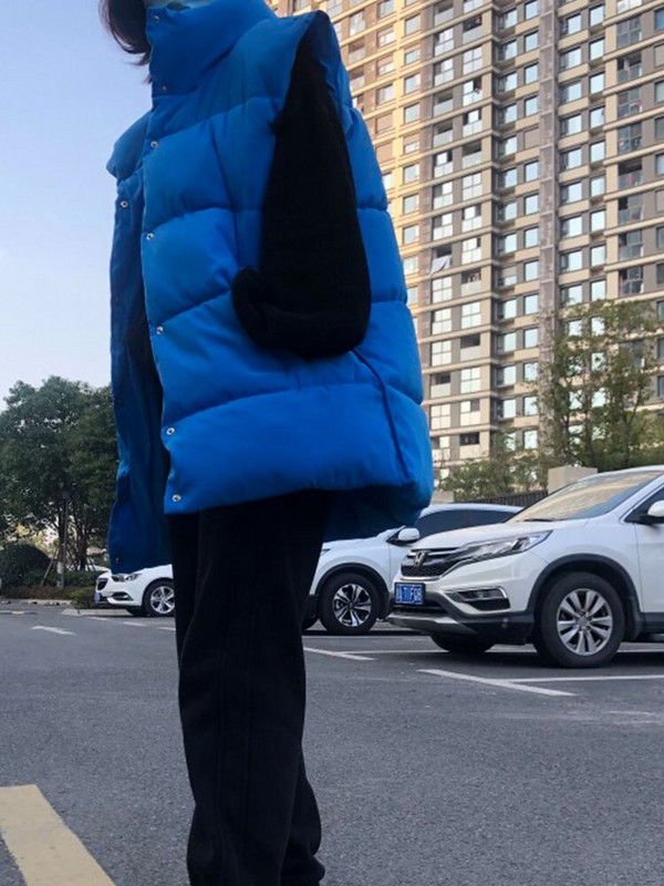 Icclek sieviešu veste Klein zila sieviešu stepēta veste sieviešu silta veste Parkas rudens pavasaris sieviešu bezpiedurkņu jakas mēteļi