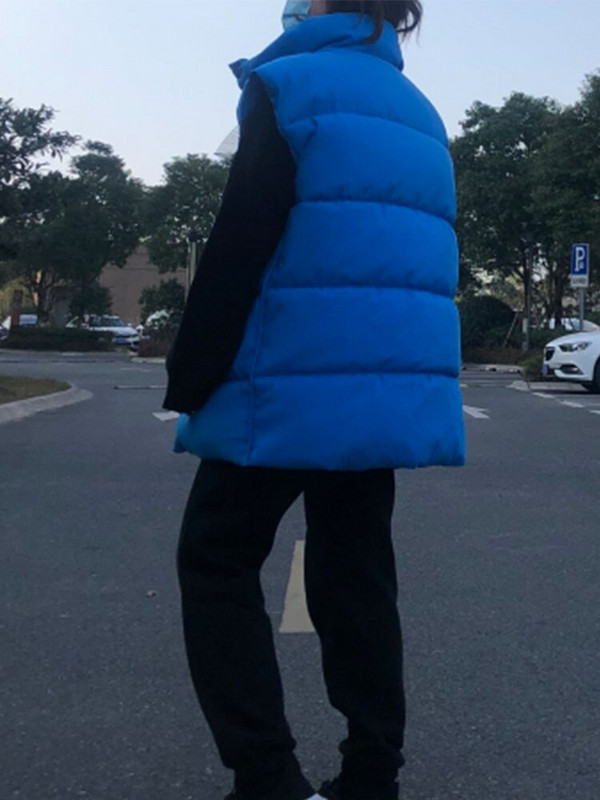 Icclek sieviešu veste Klein zila sieviešu stepēta veste sieviešu silta veste Parkas rudens pavasaris sieviešu bezpiedurkņu jakas mēteļi