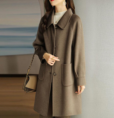 Jauns rudens ziemas vilnas mētelis, biezs sieviešu garais vilnas mēteļi, ikdienas mētelis Parka mētelis žakete, formastērps 4XL