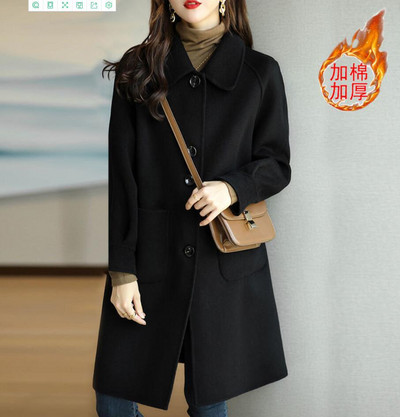 Jauns rudens ziemas vilnas mētelis, biezs sieviešu garais vilnas mēteļi, ikdienas mētelis Parka mētelis žakete, formastērps 4XL