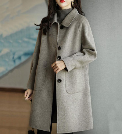 Jauns rudens ziemas vilnas mētelis, biezs sieviešu garais vilnas mēteļi, ikdienas mētelis Parka mētelis žakete, formastērps 4XL