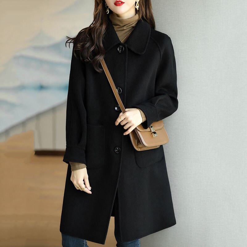 Jauns rudens ziemas vilnas mētelis, biezs sieviešu garais vilnas mēteļi, ikdienas mētelis Parka mētelis žakete, formastērps 4XL