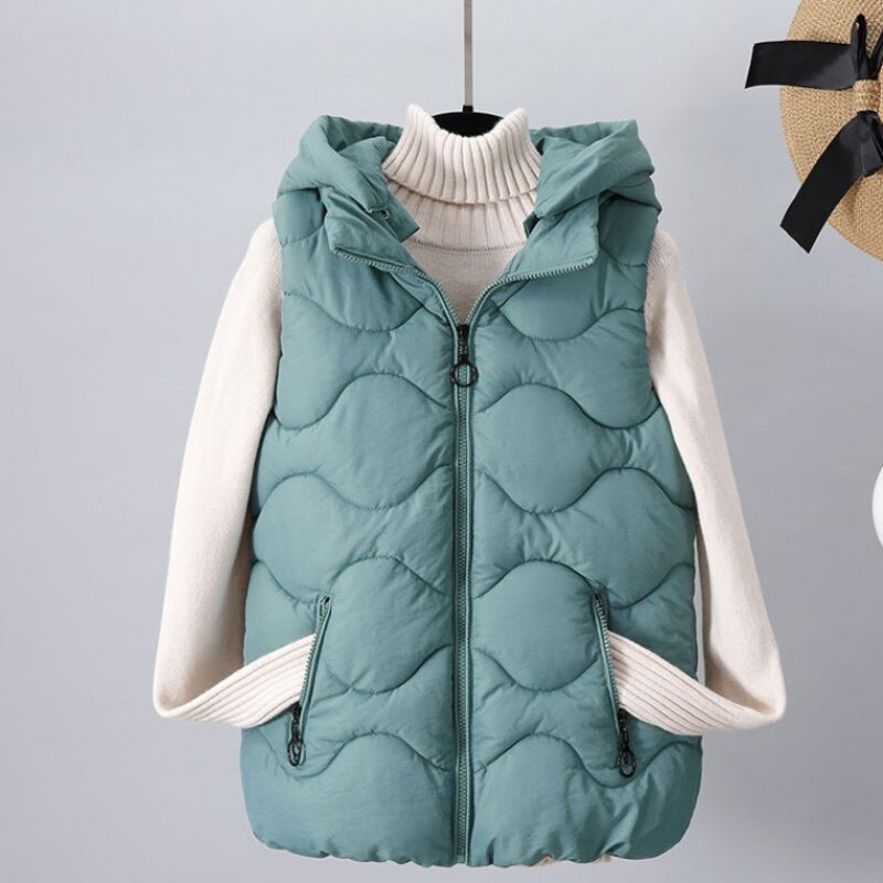 Māsa Fara, 2022. gada rudens ziemas īsa veste ar kapuci, sieviešu stepēta rāvējslēdzēja puferis ikdienas veste sieviešu kokvilnas polsterēta veste