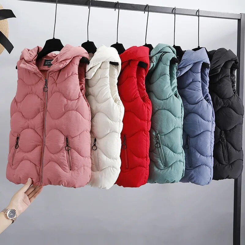 Māsa Fara, 2022. gada rudens ziemas īsa veste ar kapuci, sieviešu stepēta rāvējslēdzēja puferis ikdienas veste sieviešu kokvilnas polsterēta veste