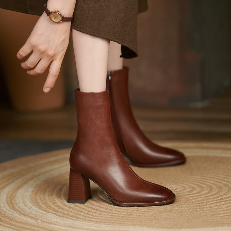 Sieviešu puszābaki Luksusa augstpapēžu rāvējslēdzējs, melns Chelsea īss zābaks 2022. Eleganti sieviešu zābaciņi, dizaina apavi 42