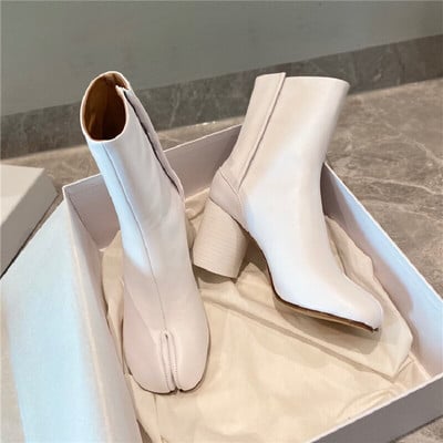 Dámske členkové čižmy Ninja Tabi s rozparkom MM6, luxusné značkové, dámske okrúhle vysoké podpätky