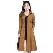 Γυναικεία λεπτή καμπαρντίνα 2022 Νέα γυναικεία μεσαίου μήκους ψηλό ανεμοφράκτη Γυναικεία φαρδιά παλτό άνοιξη 4XL