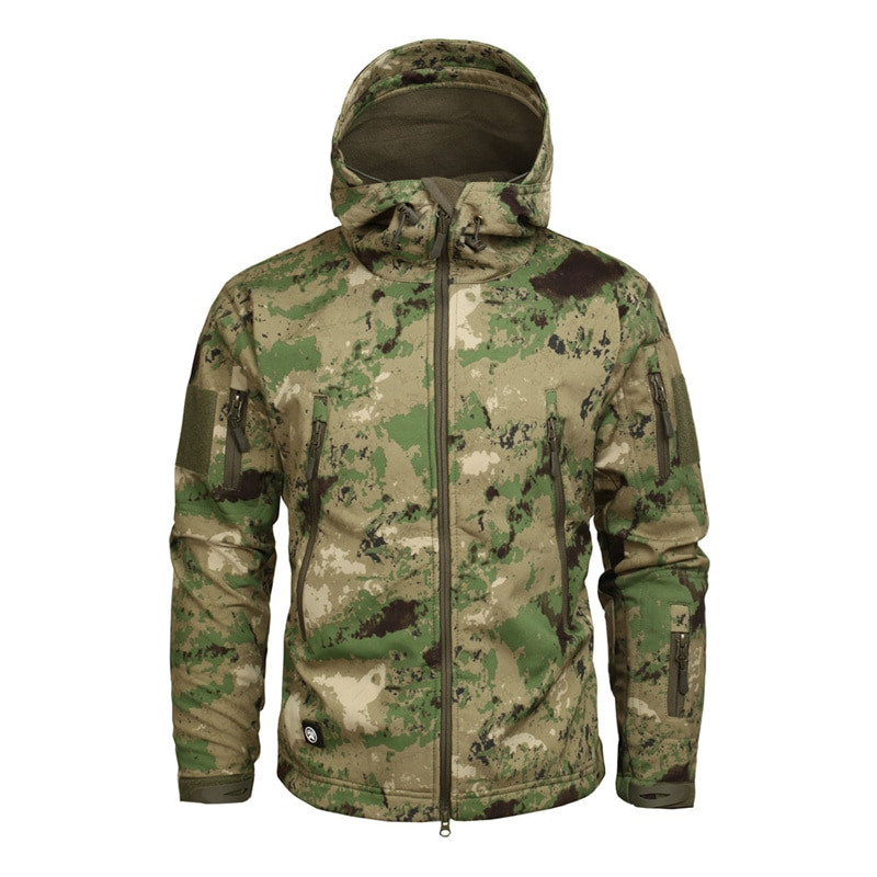 Mege muška kamuflažna jakna s kapuljačom US Army Sharkskin Tactical Coat Multicamo Woodland A-TACS AT-FG