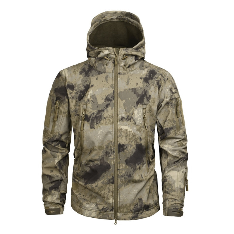 Mege muška kamuflažna jakna s kapuljačom US Army Sharkskin Tactical Coat Multicamo Woodland A-TACS AT-FG