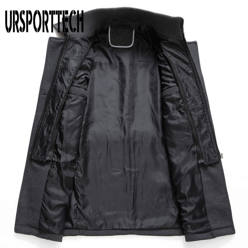 Zimski muški vuneni kaput, novi jednobojni muški vuneni kaput s dvostrukom kragnom otporan na hladnoću, ležerni trenč kaput, muški preveliki kaput 4XL