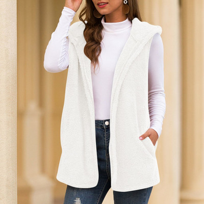 Fluffly Vintage βελούδινη κουκούλα γιλέκο γιλέκο αμάνικα ζεστή ζακέτα πανωφόρι Teddy Cozy σακάκι Γυναικεία μόδα Φθινόπωρο Χειμώνας