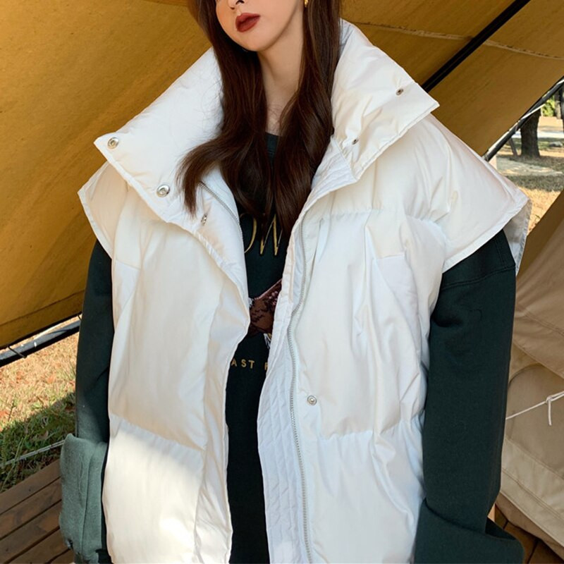 Ženski labavi topli prsluk bez rukava Pamučno podstavljen prsluk Kawaii gornja odjeća Ženska vrećasta ležerna parka Majice bez rukava 2021. Jesen Zima