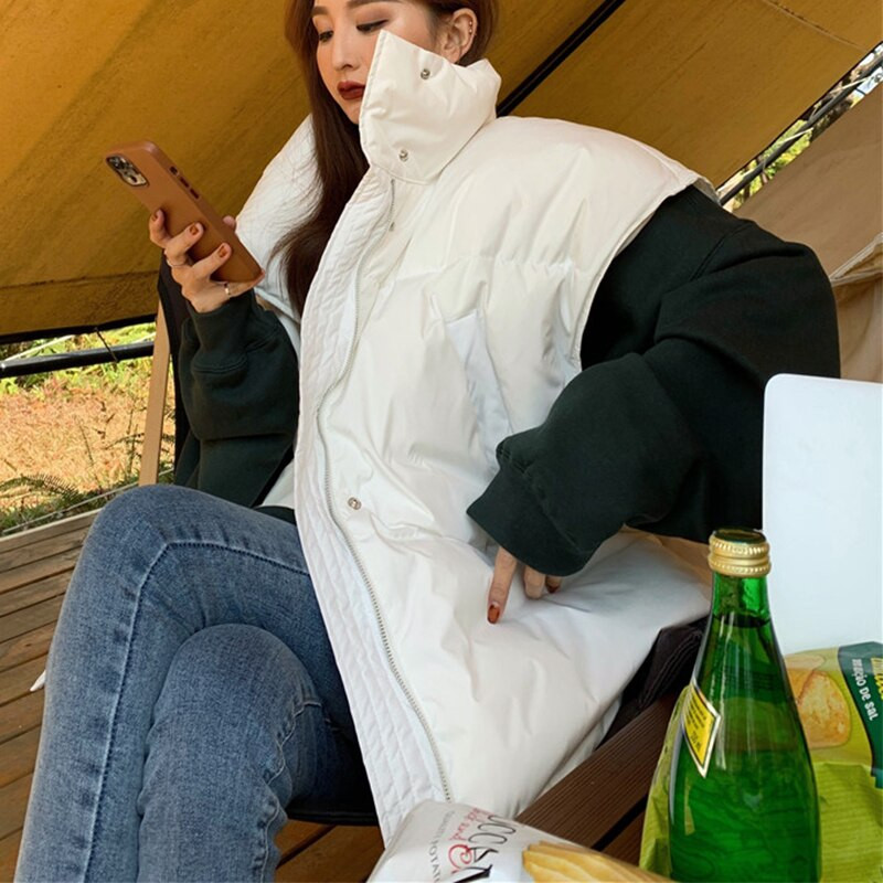 Ženski labavi topli prsluk bez rukava Pamučno podstavljen prsluk Kawaii gornja odjeća Ženska vrećasta ležerna parka Majice bez rukava 2021. Jesen Zima