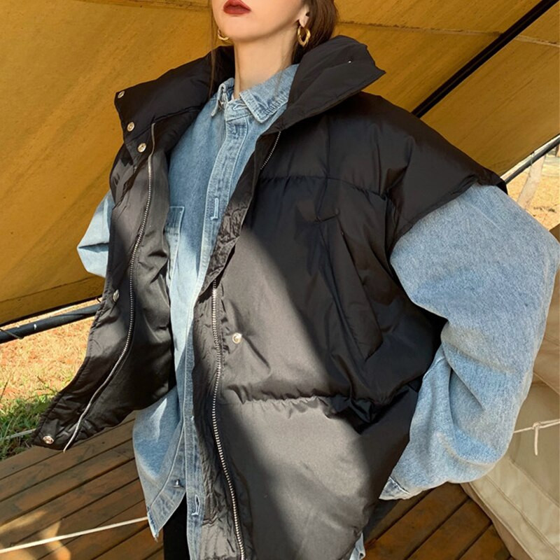 Ženski labavi topli prsluk bez rukava Pamučno podstavljen prsluk Kawaii gornja odjeća Ženska vrećasta ležerna parka Majice bez rukava 2021. Jesen Zima