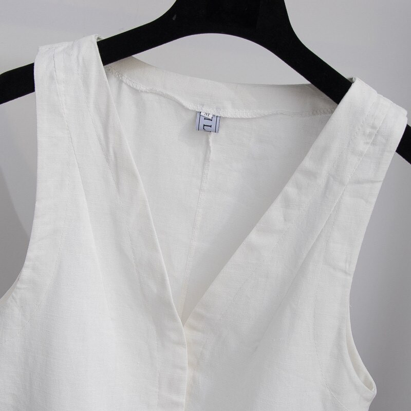 Novi modni ženski prsluk od pamučnog lana, kratki stil, elastični struk, uski, elegantni uredski ženski gornji dijelovi, crno-bijele jakne, gornja odjeća