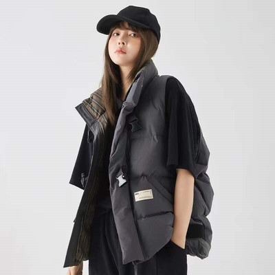 Γυναικεία φθινοπωρινή χειμερινή μόδα βαμβακερό γιλέκο με εργαλεία Κορεάτικο κοντό βαμβακερό γεμισμένο χοντρό ζεστό αμάνικο γιλέκο Parkas Femme