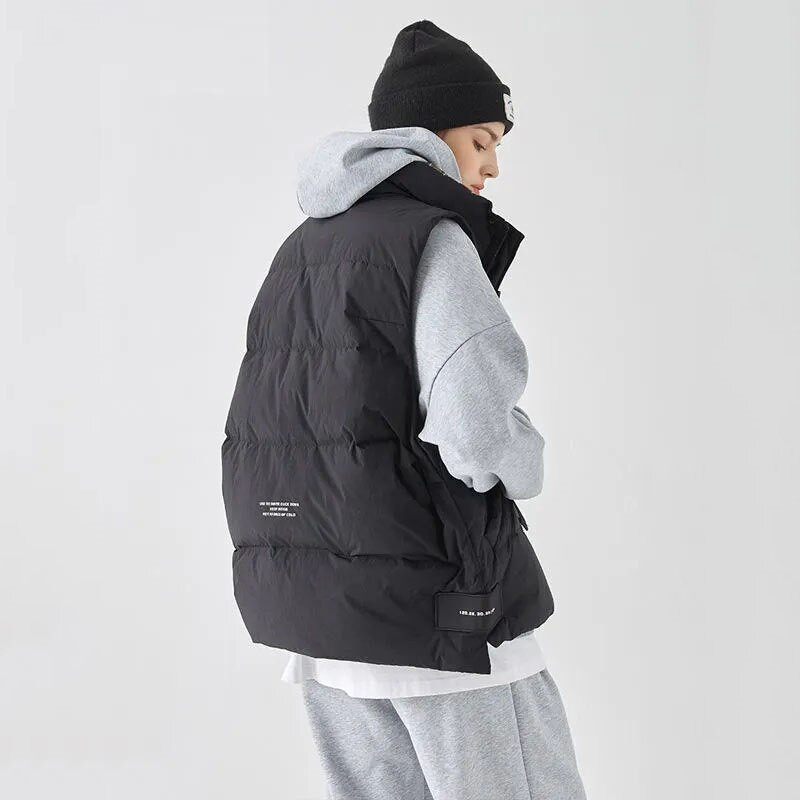 Γυναικεία φθινοπωρινή χειμερινή μόδα βαμβακερό γιλέκο με εργαλεία Κορεάτικο κοντό βαμβακερό γεμισμένο χοντρό ζεστό αμάνικο γιλέκο Parkas Femme