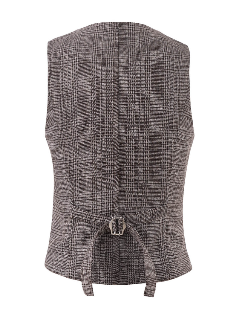 Γυναικείο γιλέκο OL στυλ Vintage καρό αμάνικο γιλέκο γυναικεία κοστούμια Γιλέκα γραφείου Γυναικείο κομψό γιλέκο Επίσημο ένδυμα εργασίας Mujer