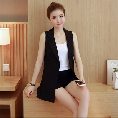 #0714 Ljetni crno-bijeli sako bez rukava od šifona Elegantni ženski prsluk i kaput Uredski ležerni sako sa kremom za sunčanje Prsluk i prsluk Ženski
