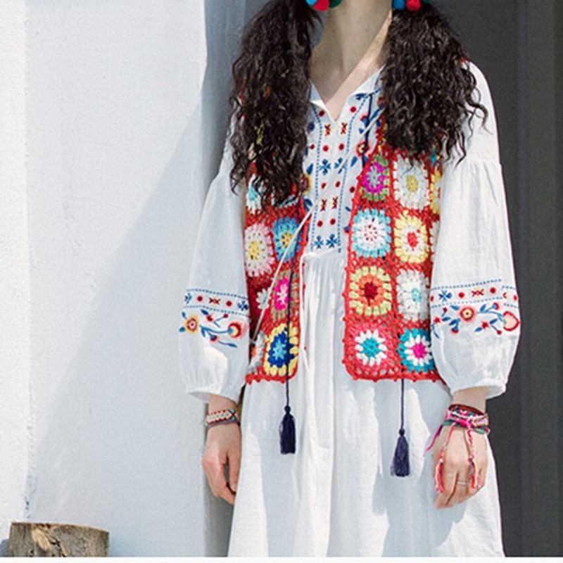 Ziedu, tamborētas, trikotāžas sieviešu veste, 2022. gada vasaras sieviešu retro jaka bez piedurknēm jaka Boho bohēmijas pludmales izšuvumi