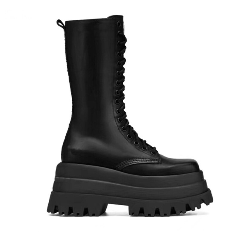 PRXDONG Ženske cipele Visoke čizme za koljena Nove modne punk debele visoke potpetice Platforma haljina Ležerne ženske kratke čizme do gležnja