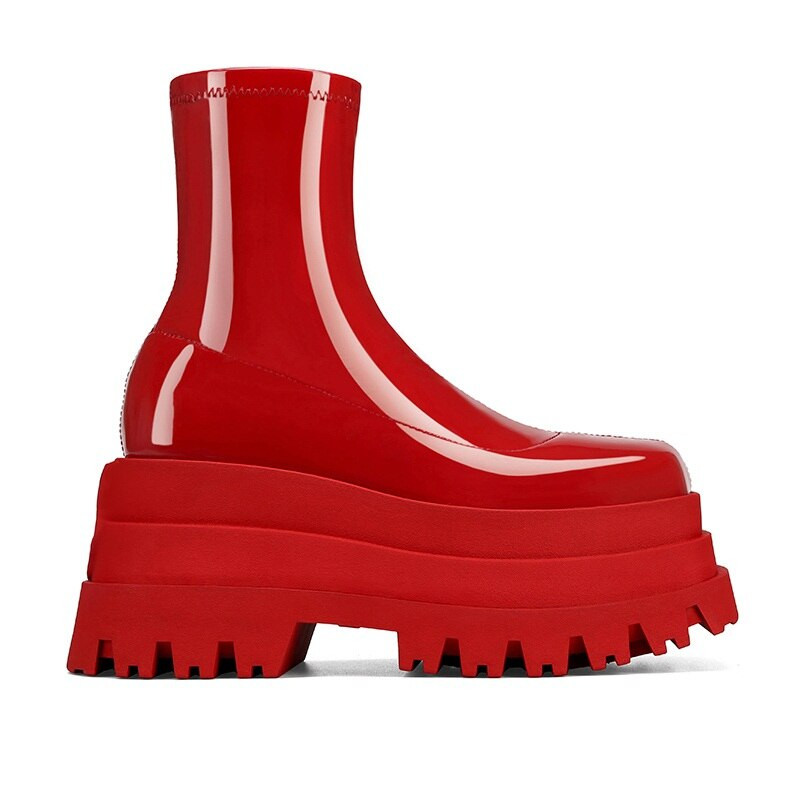 PRXDONG Ženske cipele Visoke čizme za koljena Nove modne punk debele visoke potpetice Platforma haljina Ležerne ženske kratke čizme do gležnja