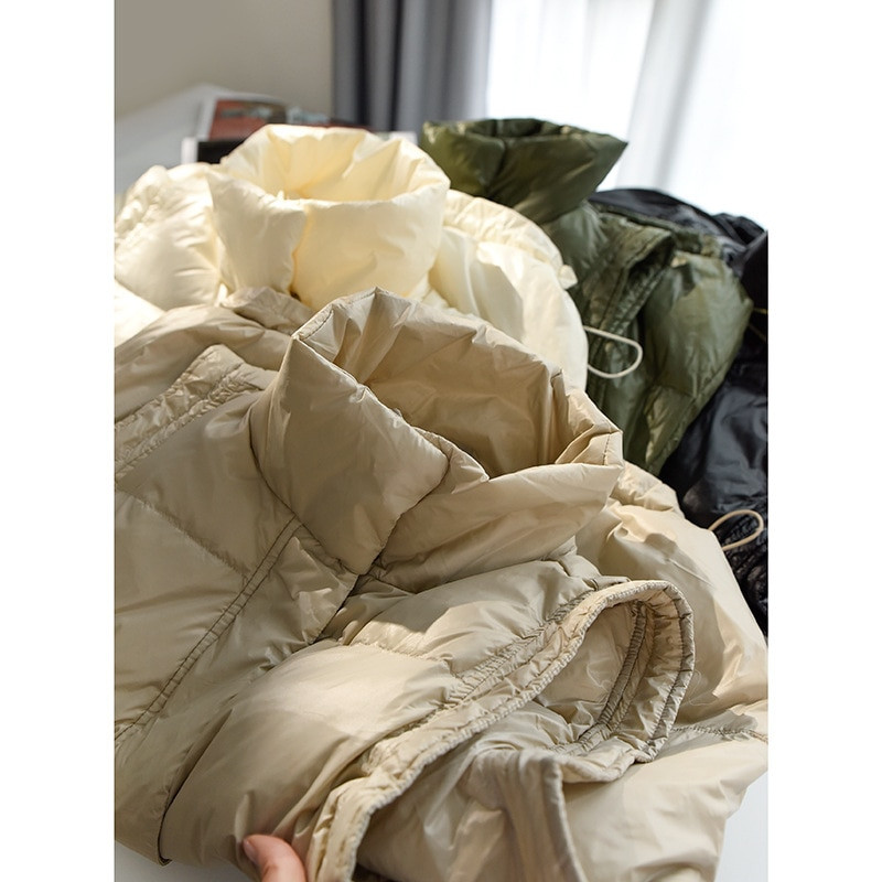 2021 Λευκό πουπουλένιο χειμερινό γιλέκο Γυναικείο μονόχρωμο, μεγάλες τσέπες Γυναικείο αμάνικο μπουφάν με φερμουάρ Ζεστό μοδάτο γιλέκο για γυναίκες