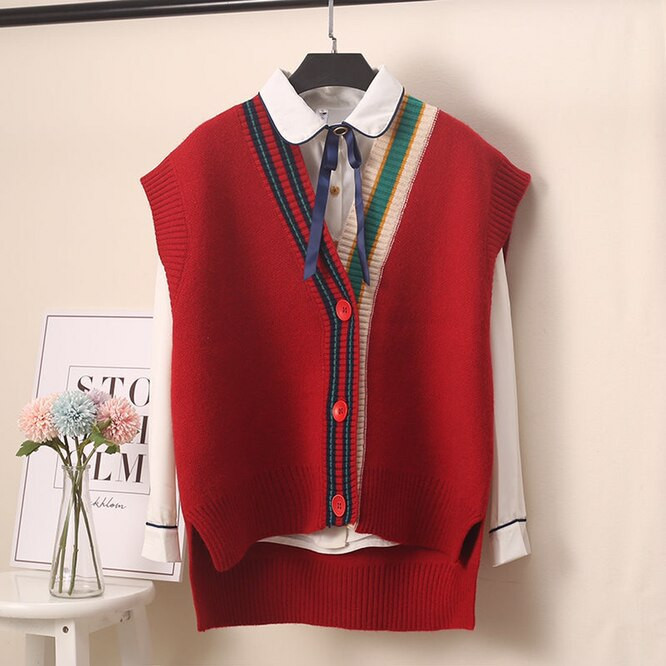 ΝΕΑ Μόδα ΗΠΑ Φαρδύ παλτό Γυναικεία ζακέτα Ύφασμα Κορεάτικη γυναικεία γυναικεία γιλέκο Φθινοπωρινό αμάνικο πουλόβερ Γυναικείο πλεκτό τοπ