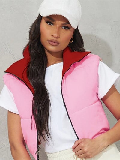 hirigin Modes rudens statīva apkakle kokvilnas vestes sievietēm elegantas vienkrāsainas, vienkārši rāvējslēdzēja mēteļi sievietēm ikdienas vestes ar augstu vidukli