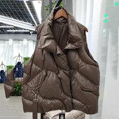 Χειμώνας 2021 γυναικείο κοντό πουπουλένιο βαμβακερό γιλέκο Ελαφρύ αμάνικο γιλέκο με επένδυση Αμάνικο Γυναικείο όρθιο γιακά μεγάλη τσέπη