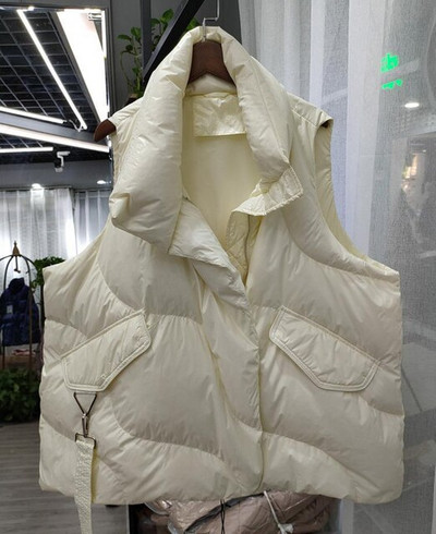 Χειμώνας 2021 γυναικείο κοντό πουπουλένιο βαμβακερό γιλέκο Ελαφρύ αμάνικο γιλέκο με επένδυση Αμάνικο Γυναικείο όρθιο γιακά μεγάλη τσέπη