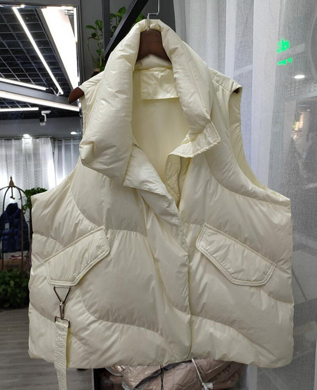 Χειμώνας 2021 γυναικείο κοντό πουπουλένιο βαμβακερό γιλέκο Ελαφρύ αμάνικο γιλέκο με επένδυση Αμάνικο Γυναικείο όρθιο γιακά μεγάλη τσέπη