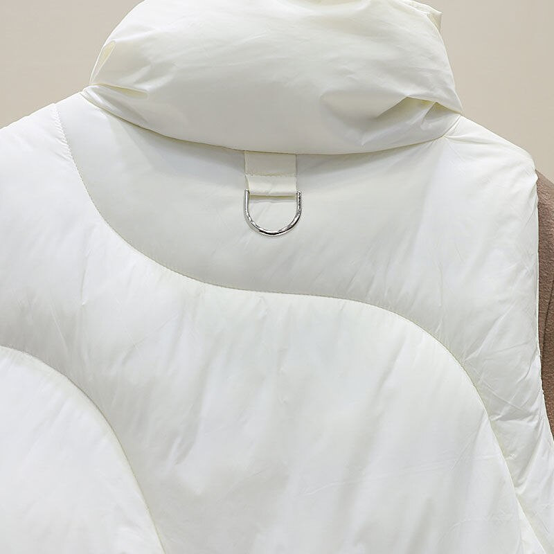 Χειμώνας 2021 γυναικείο κοντό πουπουλένιο βαμβακερό γιλέκο Ελαφρύ αμάνικο γιλέκο με επένδυση Αμάνικο Γυναικείο όρθιο γιακά μεγάλη τσέπη