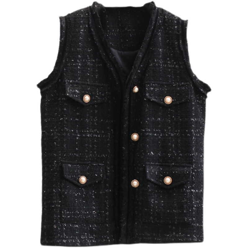 2022. aasta sügis, uus, kokkusobiv Slim Fit soliidne vest Tviidist vest jakk Vest Naiste moe kevadtopsid Kardiganist ülerõivad
