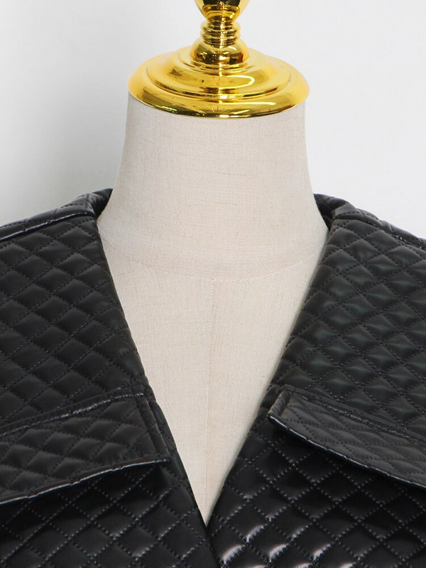 TWOTWINSTYLE Εξωτερικά Βαμβακερά Παλτό Γυναικεία Ψηλόμεση Δαντέλα Πάνω Χοντρό V λαιμόκοψη Αμάνικα Casual Μπουφάν Γυναικεία Χειμώνας 2021 Νέο