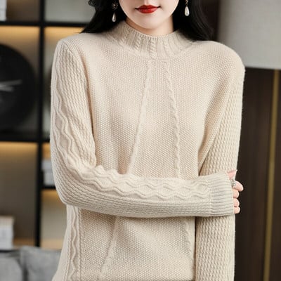 Debeli džemperi Pulover s dolčevitom Ženska odjeća od kašmira 100% merino vuna Pleteni pulover za zimu 2022. Korejski modni džemper