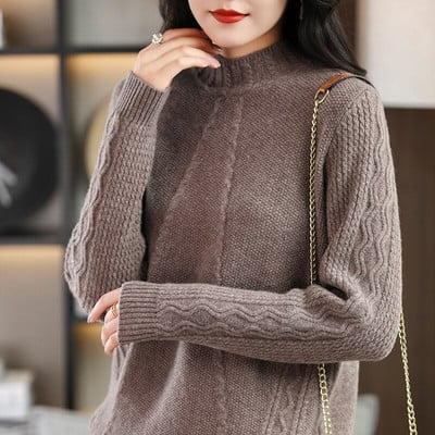 Debeli džemperi Pulover s dolčevitom Ženska odjeća od kašmira 100% merino vuna Pleteni pulover za zimu 2022. Korejski modni džemper
