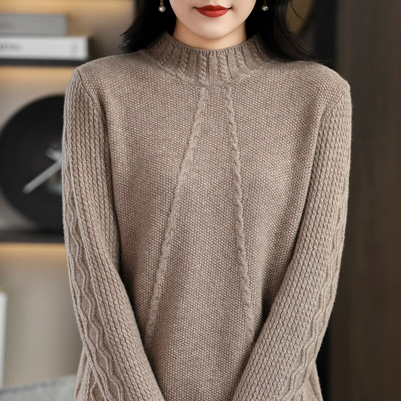 Debeli džemperi Pulover s dolčevitom Ženska odjeća od kašmira 100% merino vuna Pleteni pulover za zimu 2022. Korejski modni džemper