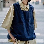 Vestid Naiste Disain Varrukateta Pullover Tänavarõivad Taskud Vestid lahtised Jaapani stiilis Tööriistad Üliõpilased Sobivad välirõivad