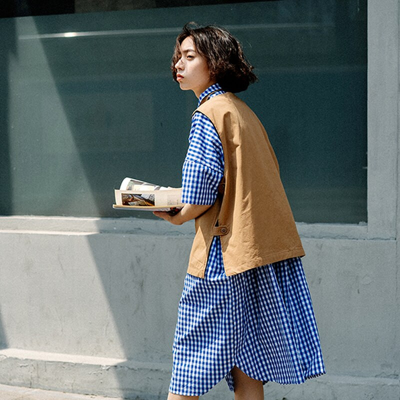 Vestid Naiste Disain Varrukateta Pullover Tänavarõivad Taskud Vestid lahtised Jaapani stiilis Tööriistad Üliõpilased Sobivad välirõivad
