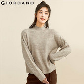 Giordano sieviešu džemperi ar rievotu dizainu, džemperis ar augstu kakla izgriezumu, dubultā ventilācijas atvere apakšmalā. Soild džemperi 05351654