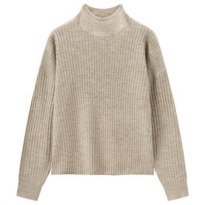 Giordano sieviešu džemperi ar rievotu dizainu, džemperis ar augstu kakla izgriezumu, dubultā ventilācijas atvere apakšmalā. Soild džemperi 05351654