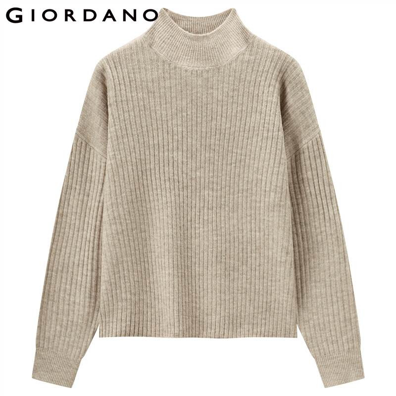 Giordano sieviešu džemperi ar rievotu dizainu, džemperis ar augstu kakla izgriezumu, dubultā ventilācijas atvere apakšmalā. Soild džemperi 05351654