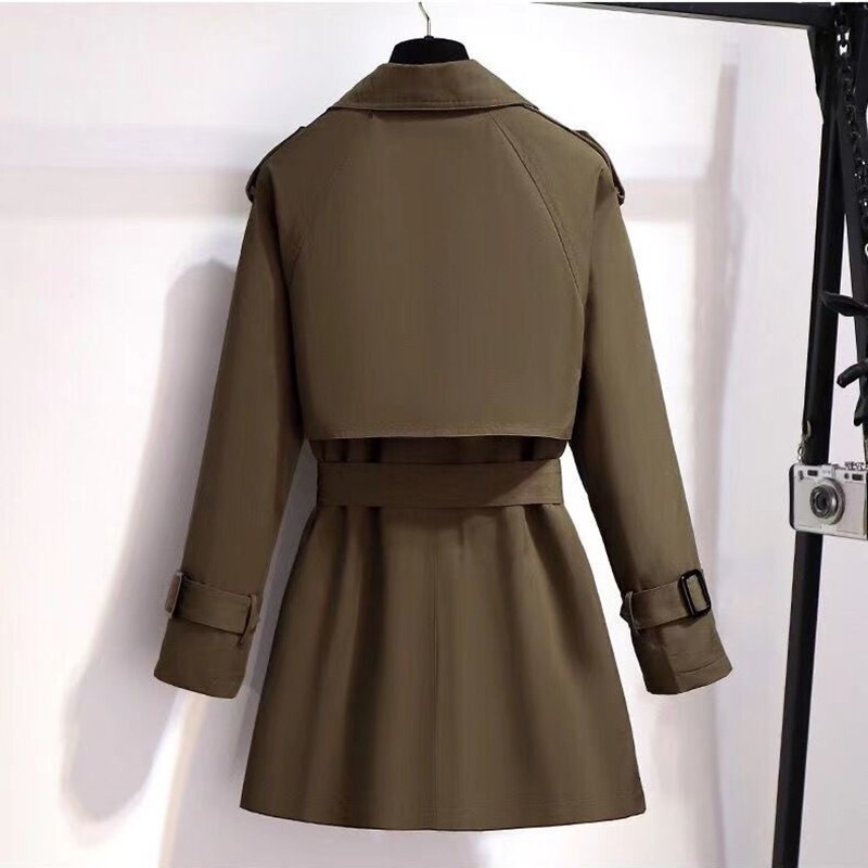 Klasiski divu rindu mēteļi vidēja garuma sieviešu ikdienas vējjakas ar jostu, 2022. gada jauns ielas apģērbs Casacos Femininos.