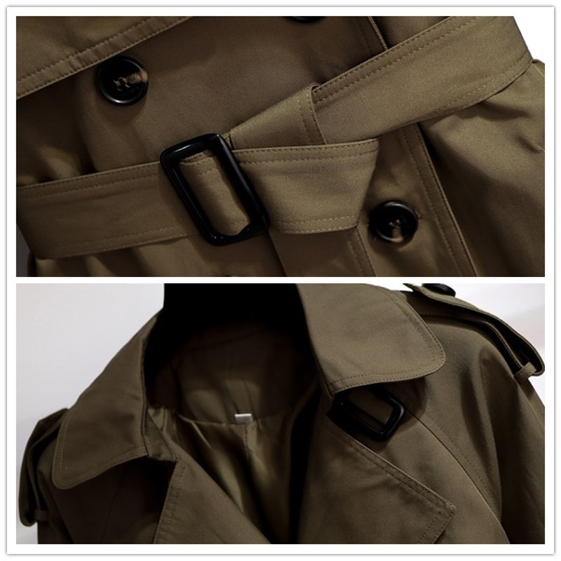 Klasiski divu rindu mēteļi vidēja garuma sieviešu ikdienas vējjakas ar jostu, 2022. gada jauns ielas apģērbs Casacos Femininos.