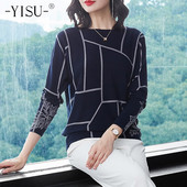 YISU Fashion Women Geometry Print Džemperis ar garām piedurknēm Džemperi Trikotāža Rudens ziema Puloveri augstas kvalitātes Trikotāžas džemperi